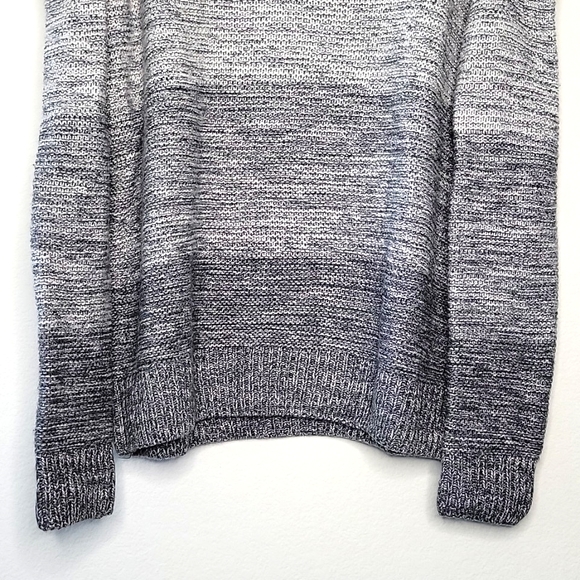 REBECCA MINKOFF Cold Shoulder Gray Ombre Color Block V-neck Knit Sweater size L - Picture 4 of 11